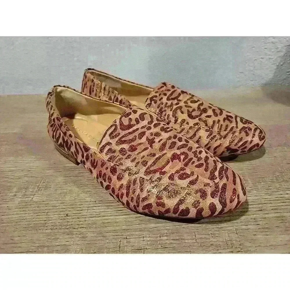 Alex Marie Barton Gold Metallic Leopard Print Slip On Loafers Size 6M - Picture 1 of 6